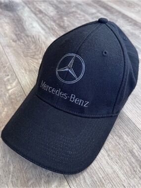 Mercedes-Benz Black Embroidered Logo Baseball Cap - Poly and Wool Blend